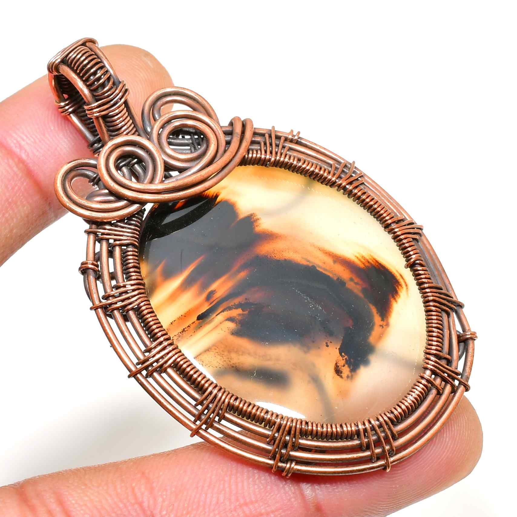 Gaia’s Embrace – Agate Copper Pendant