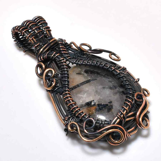 Luna’s Balance – Black & Copper Quartz Pendant