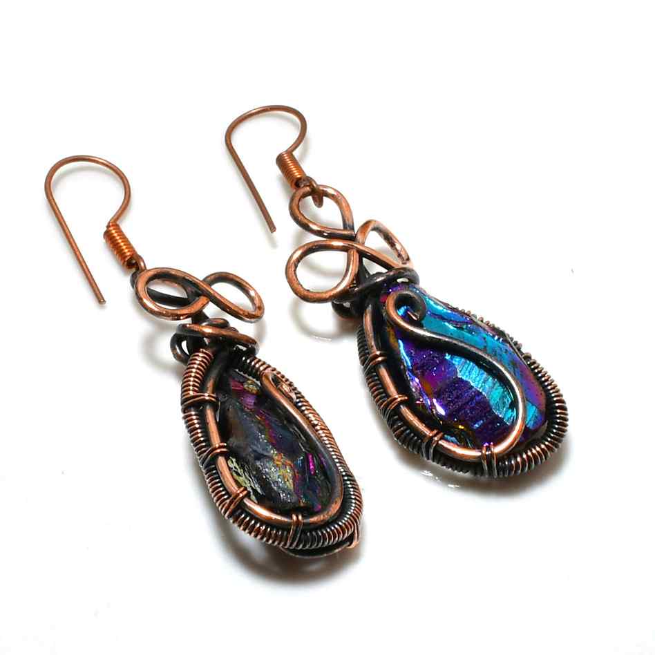 Iris’s Radiance – Iridescent Copper Earrings
