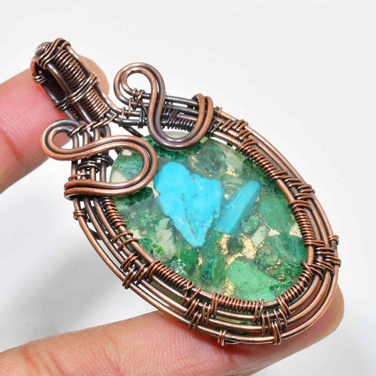 Ocean’s Whisper – Turquoise Copper Pendant