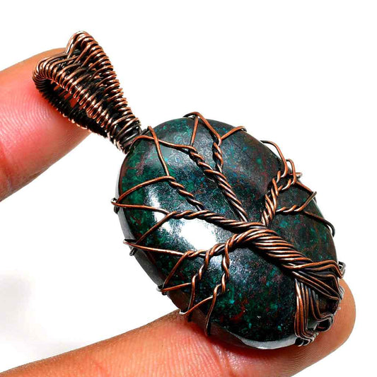 Gaia’s Embrace – Malachite Copper Pendant