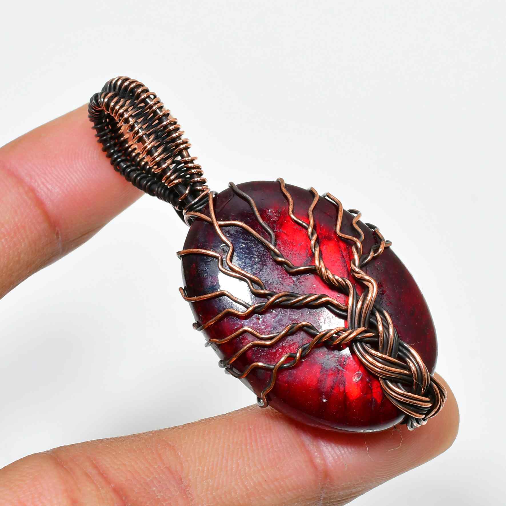 Ember’s Courage – Red Stone Copper Pendant