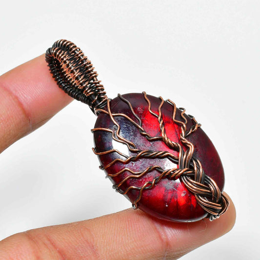 Ember’s Courage – Red Stone Copper Pendant
