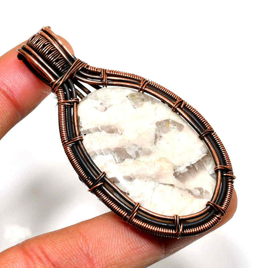 Celestial Harmony – White Quartz Copper Pendant
