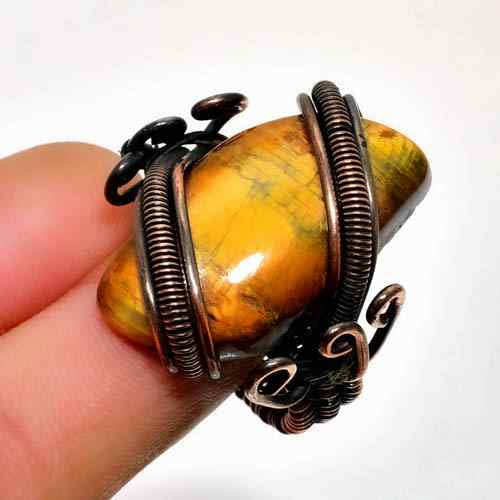 Sunset Glow – Golden Tiger’s Eye Copper Ring