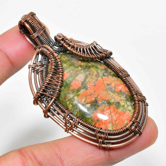 Earth’s Embrace – Unakite & Oxidized Copper Pendant
