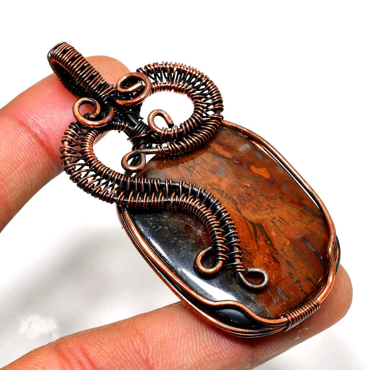Rooted Radiance – Copper & Gemstone Pendant