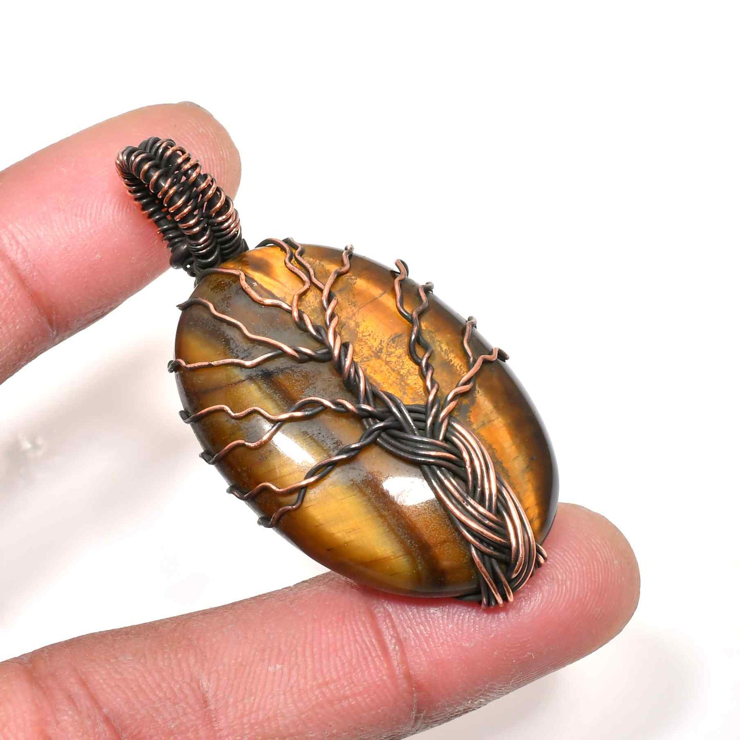 Gaia’s Shield – Tiger’s Eye Tree of Life Pendant