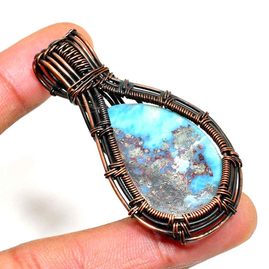 Tranquil Tides – Larimar Copper Pendant