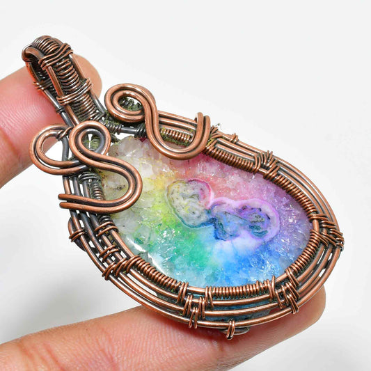 Aurora’s Spectrum – Multi-Metal Geode Pendant