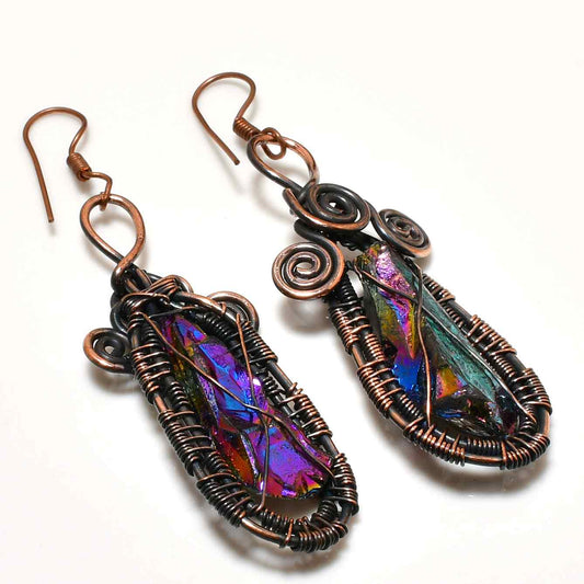 Aurora’s Grace – Amethyst Copper Earrings