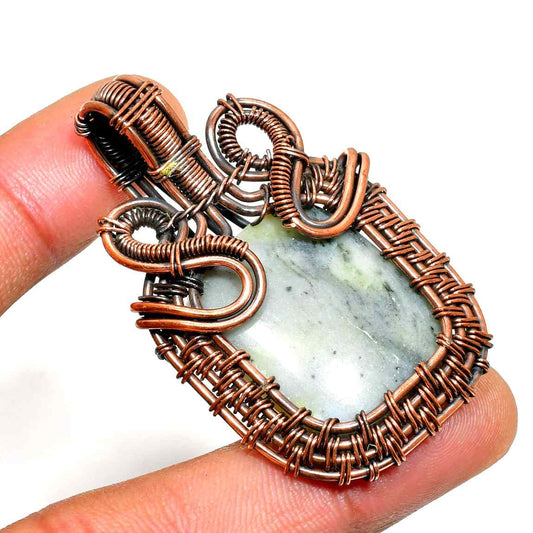 Tranquil Touch – Oxidized Copper Gemstone Pendant