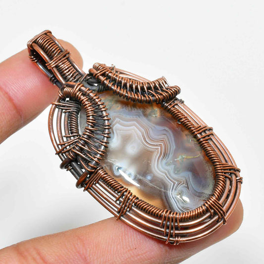 Celestial Harmony – Agate & Copper Pendant