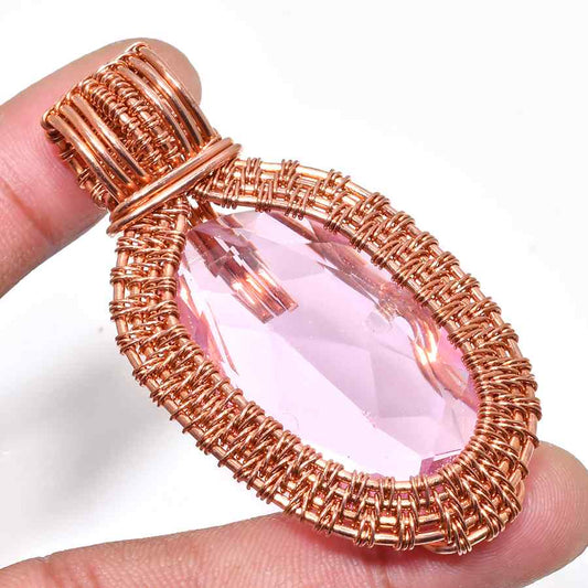 Amora’s Embrace – Rose Quartz Copper Pendant