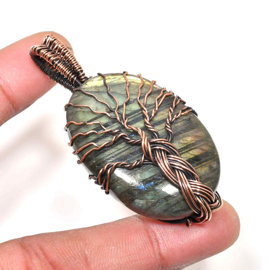 Aurora Arbor – Labradorite Copper Pendant