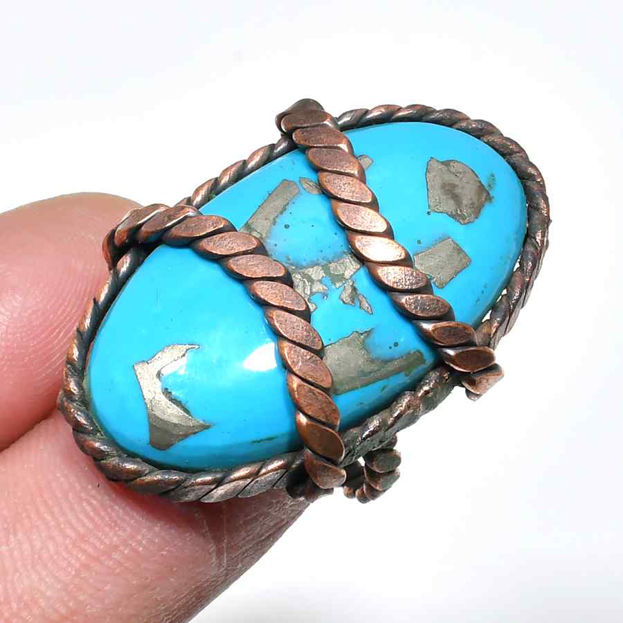 Turquoise Empress – Hand-Wrapped Copper Ring