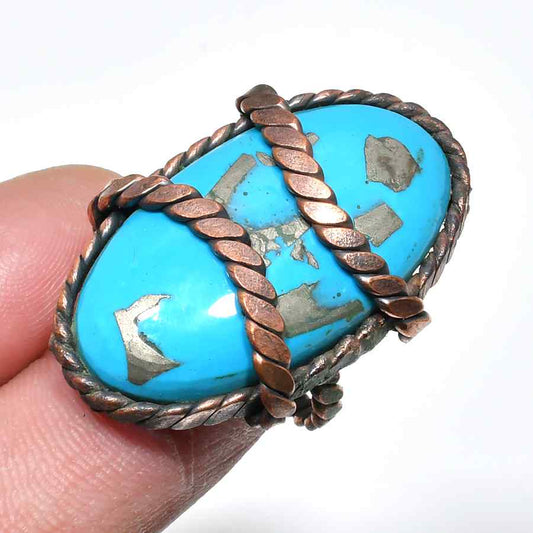 Turquoise Empress – Hand-Wrapped Copper Ring