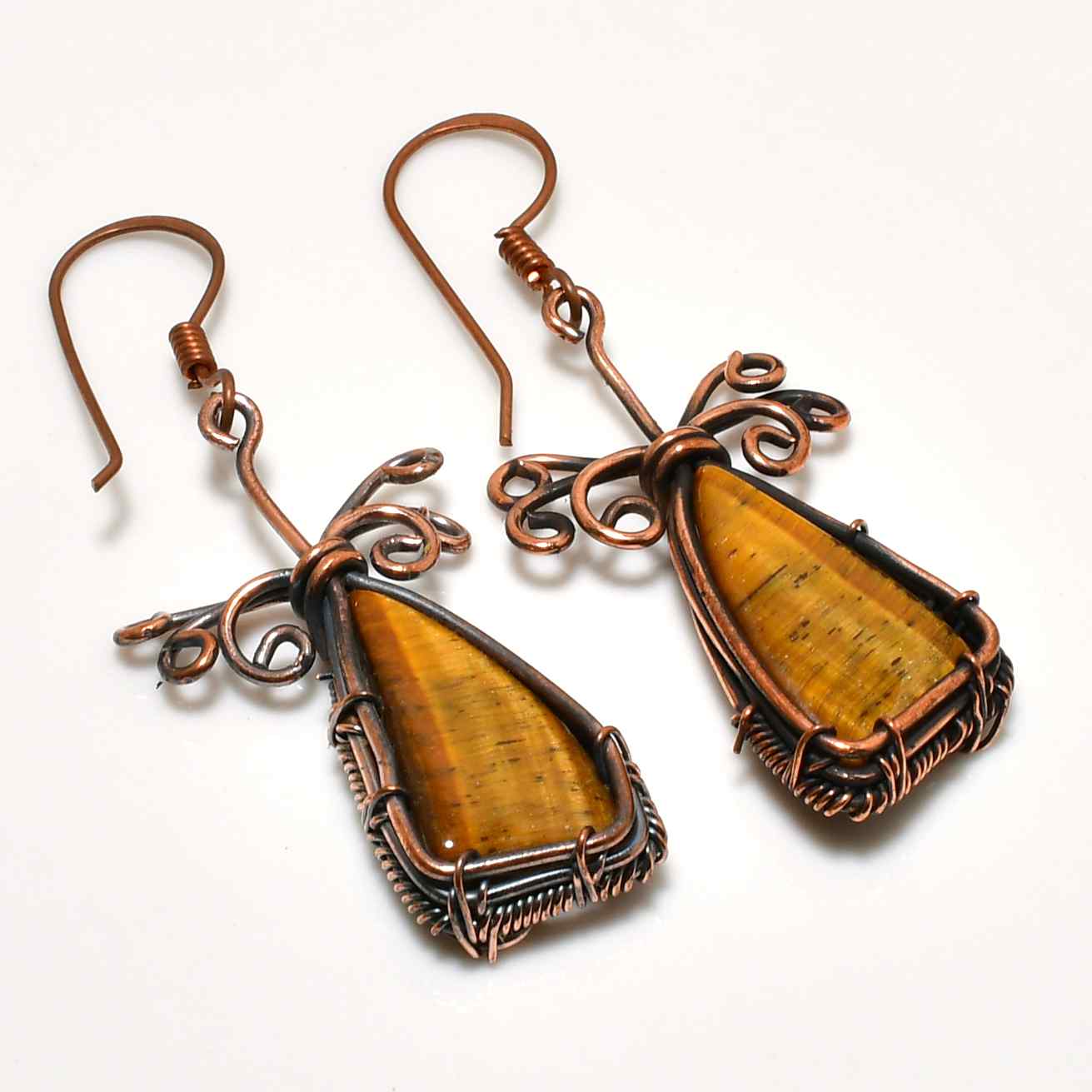 Grounded Grace – Tiger’s Eye Copper Earrings