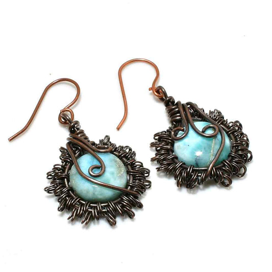 Ocean’s Whisper – Larimar & Copper Earrings