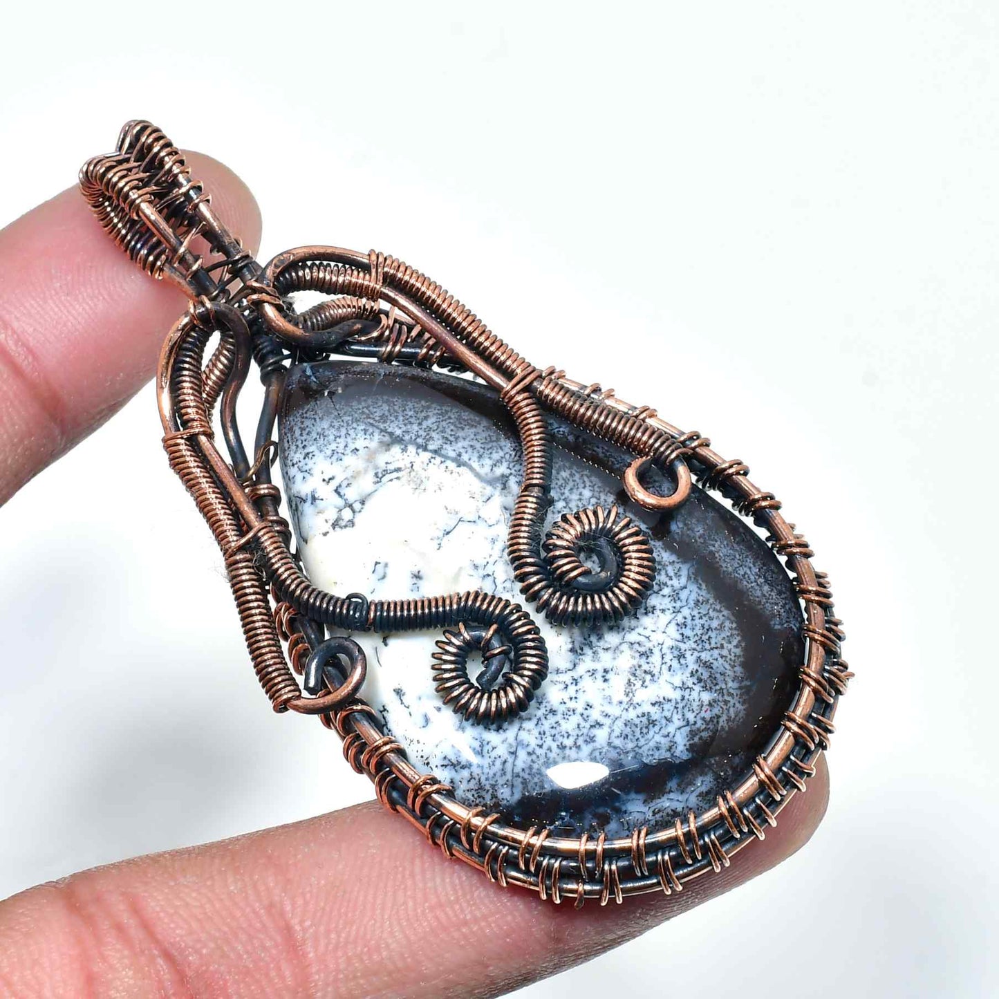 Gaia’s Embrace – Oxidized Copper Agate Pendant