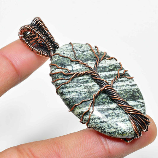 Gaia’s Embrace – Copper & Stone Tree of Life Pendant