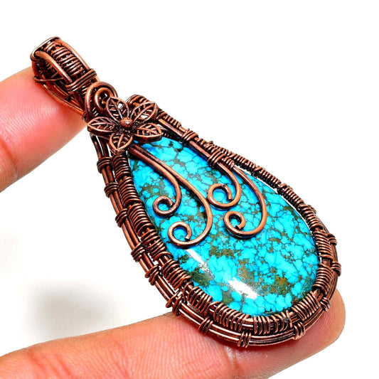 Serenity Spiral – Turquoise Copper Pendant