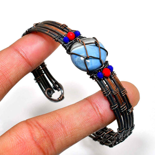 Serene Tides – Blue Marble Copper Bracelet