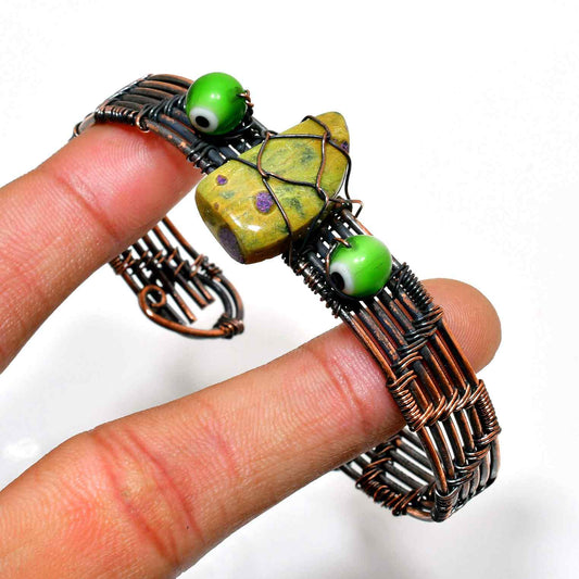 Fortuna’s Gaze – Green Gem & Copper Evil Eye Bracelet