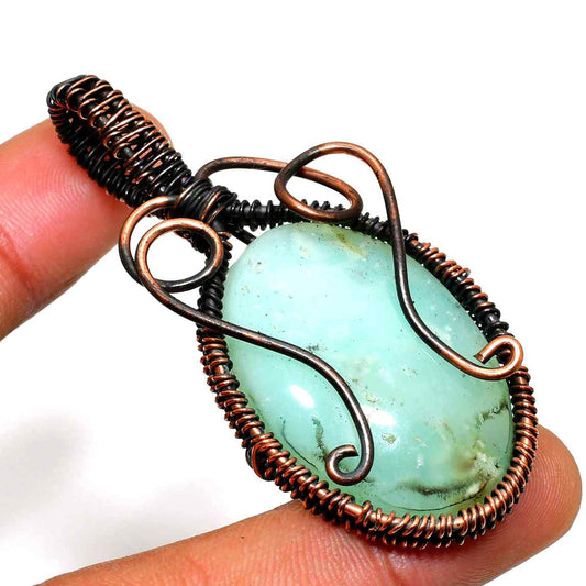 Aurora’s Embrace – Aquamarine Copper Pendant