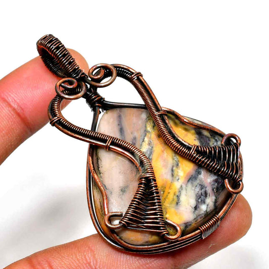 Spirit’s Embrace – Oxidized Copper & Natural Stone Pendant