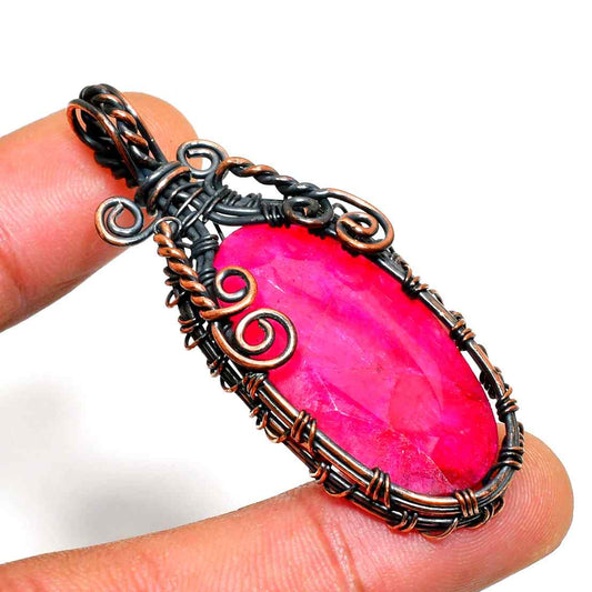 Amara’s Heart – Rose Quartz Copper Pendant
