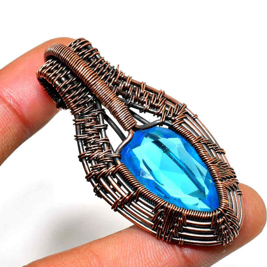 Cerulean Muse – Oxidized Copper & Blue Gemstone Pendant