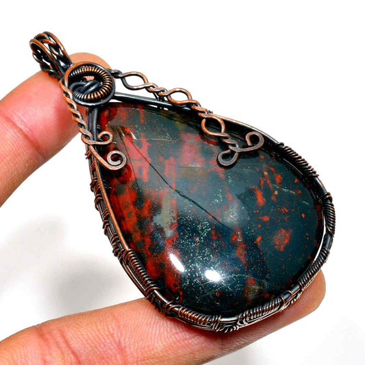 Gaia’s Grace – Bloodstone & Copper Pendant