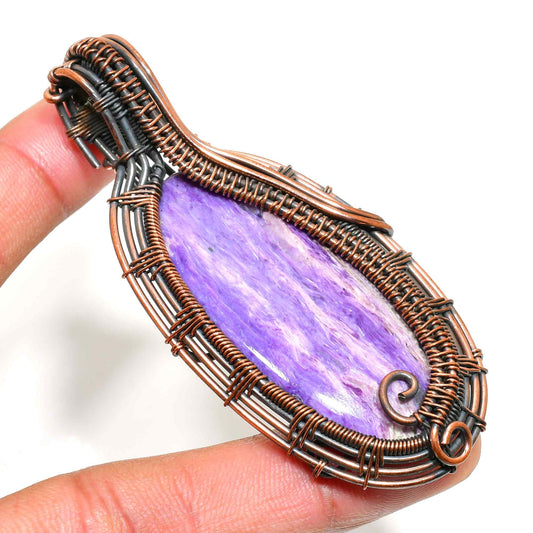 Ezra’s Veil – Handwrapped Amethyst & Copper Pendant