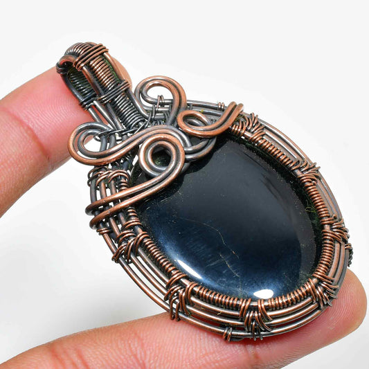 Ebon Aegis – Obsidian Copper Pendant