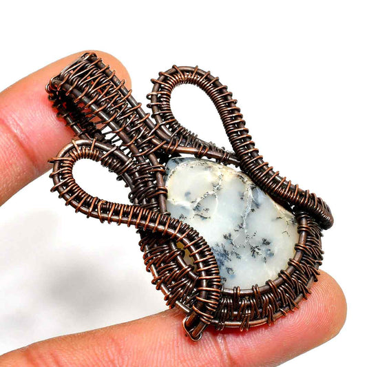 Celestial Harmony – Dendritic Opal & Oxidized Copper Pendant
