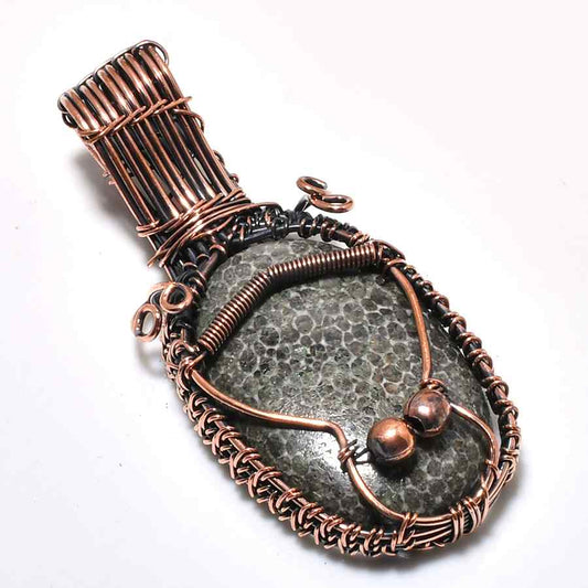 Earth’s Embrace – Oxidized Copper Gemstone Pendant