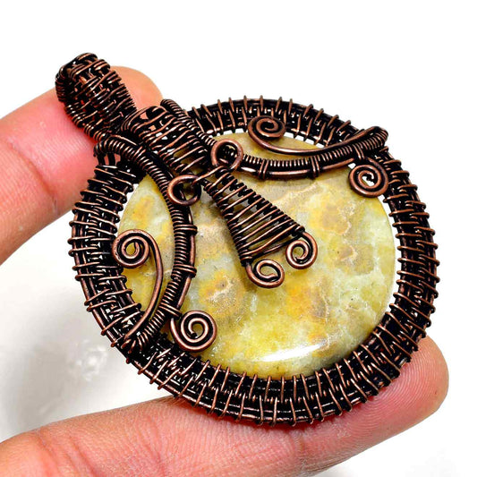 Gaia’s Harmony – Copper & Natural Stone Pendant