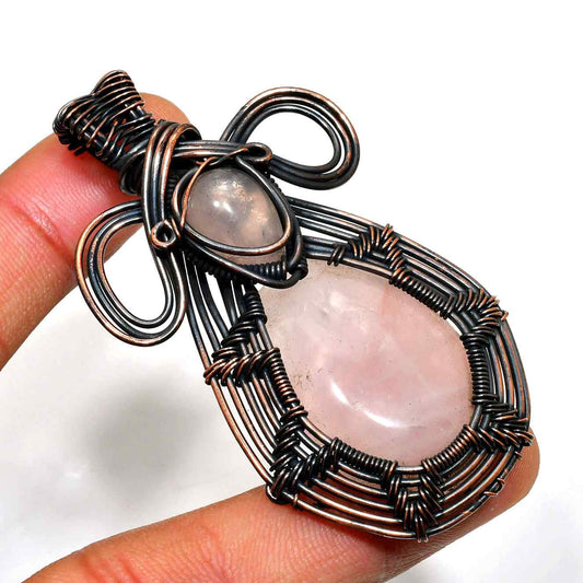 Ezra’s Veil – Rose Quartz Copper Pendant