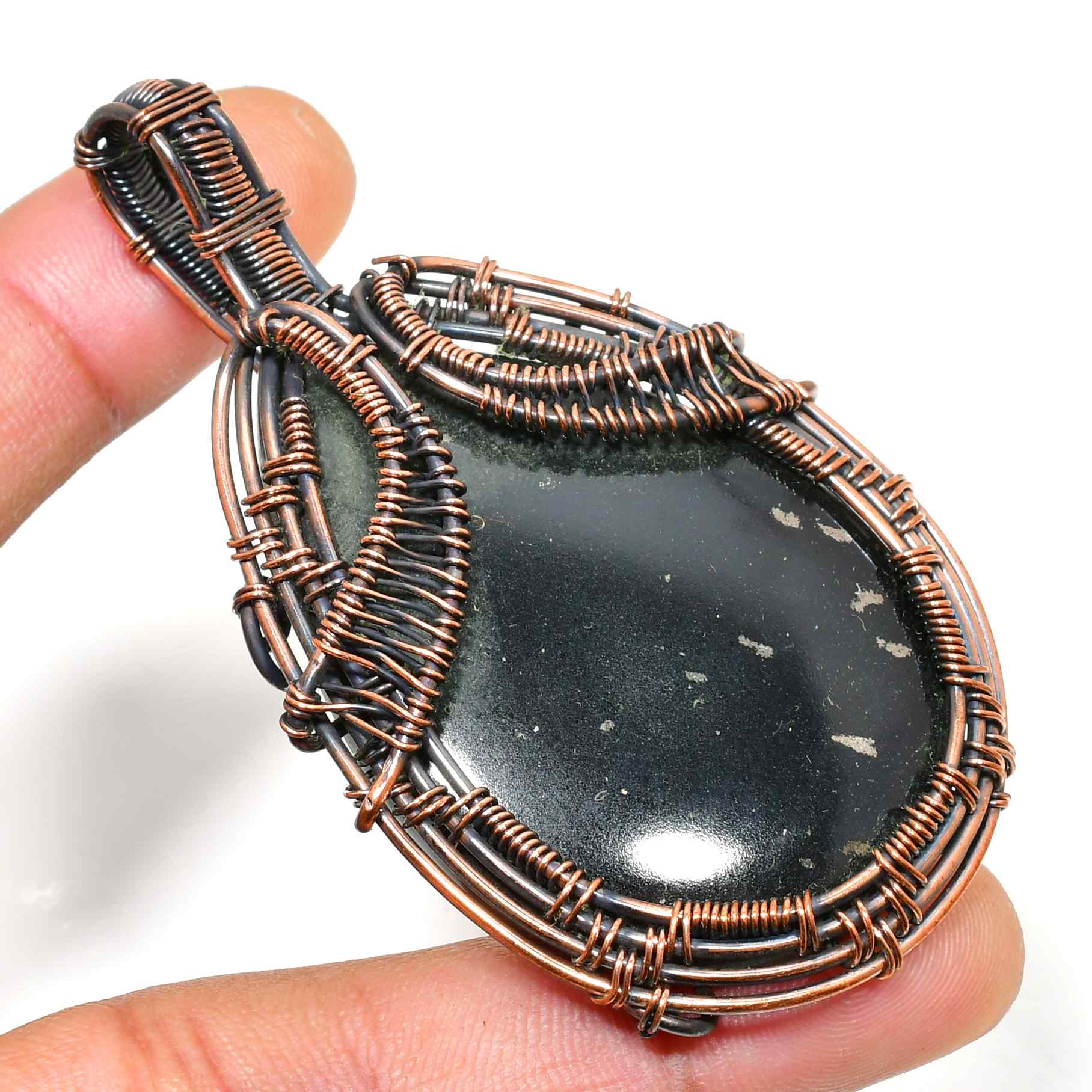 Obsidian Dream – Copper Guardian Pendant