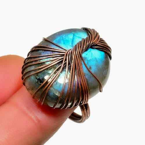 Aurora’s Shield – Copper Labradorite Ring