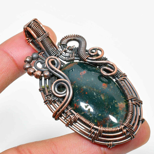 Gaia’s Courage – Bloodstone Copper Pendant