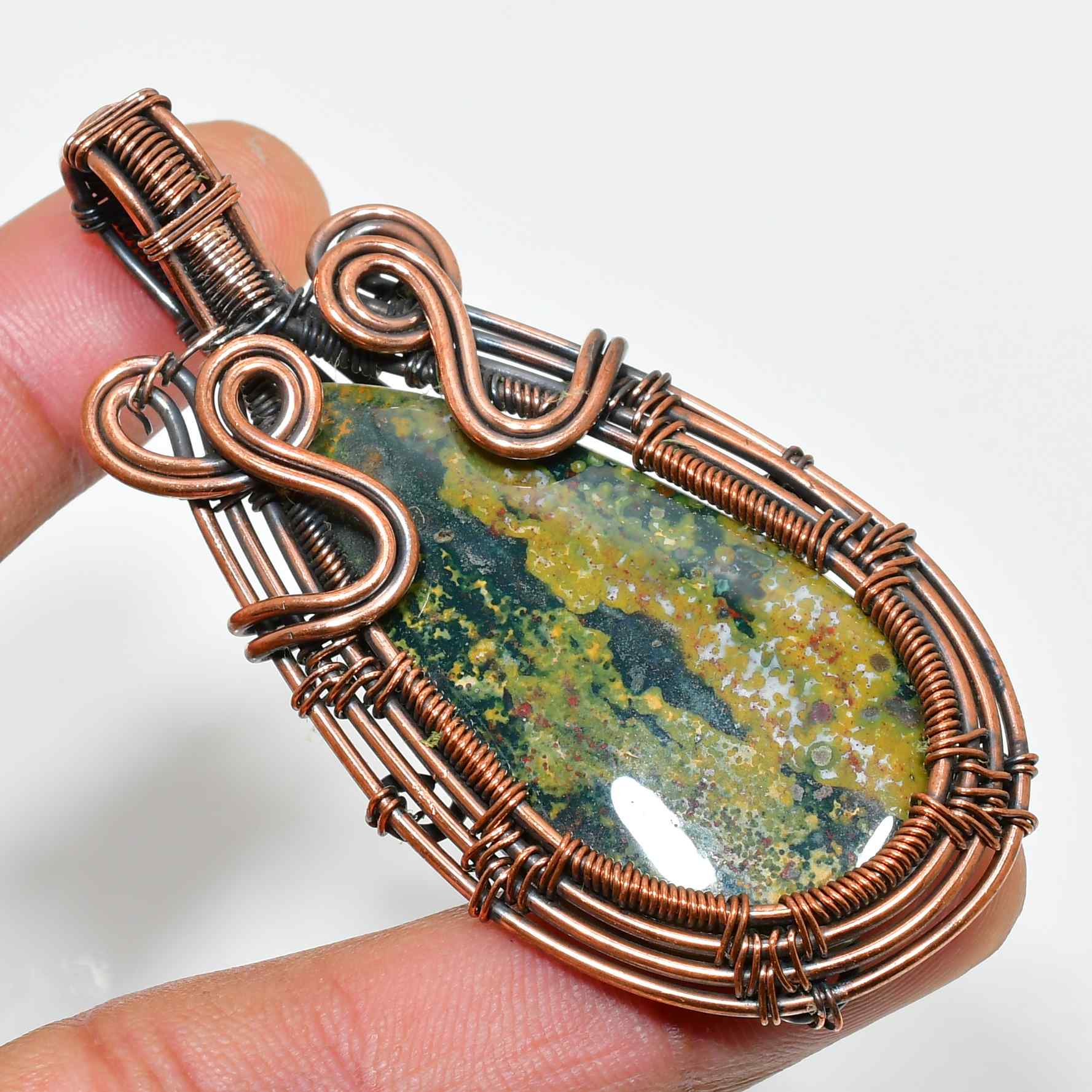 Gaia’s Anchor – Agate & Oxidized Copper Pendant
