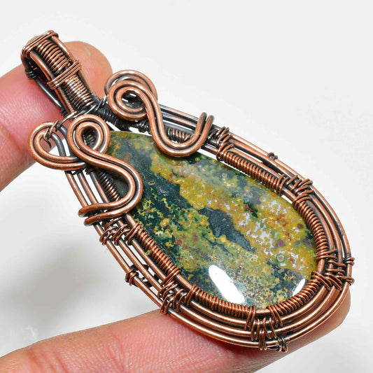 Gaia’s Anchor – Agate & Oxidized Copper Pendant