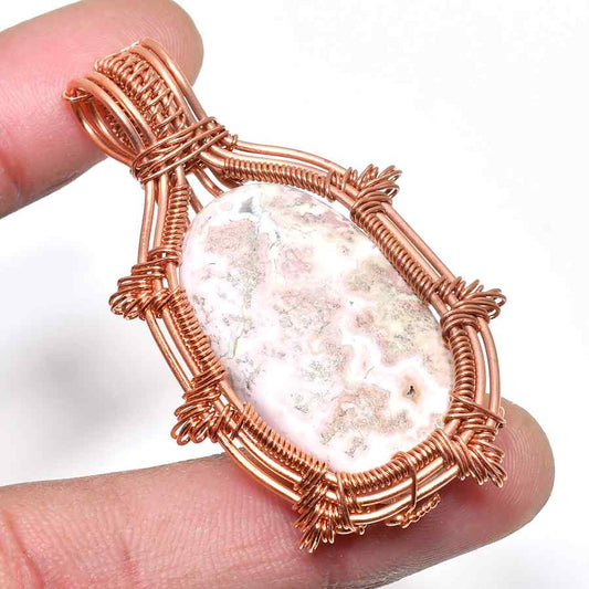 Rooted Radiance – Copper-Wrapped Natural Stone Pendant
