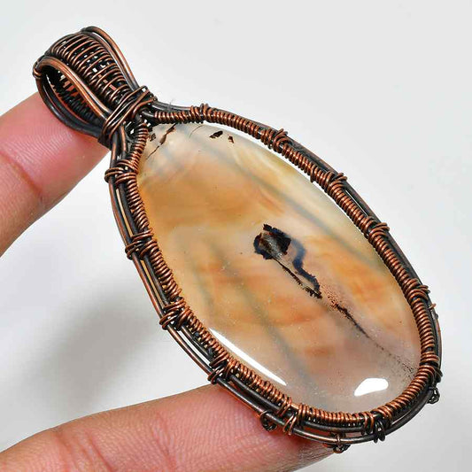 Serenity Stone – Copper-Wire Agate Pendant