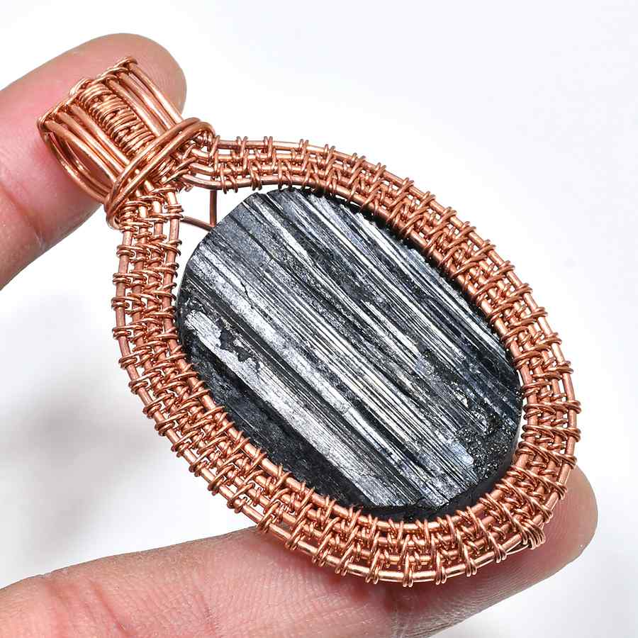 Midnight Guardian – Copper-Wrapped Black Tourmaline Pendant