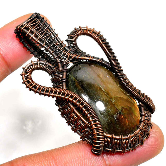 Luna’s Light – Oxidized Copper Gemstone Pendant