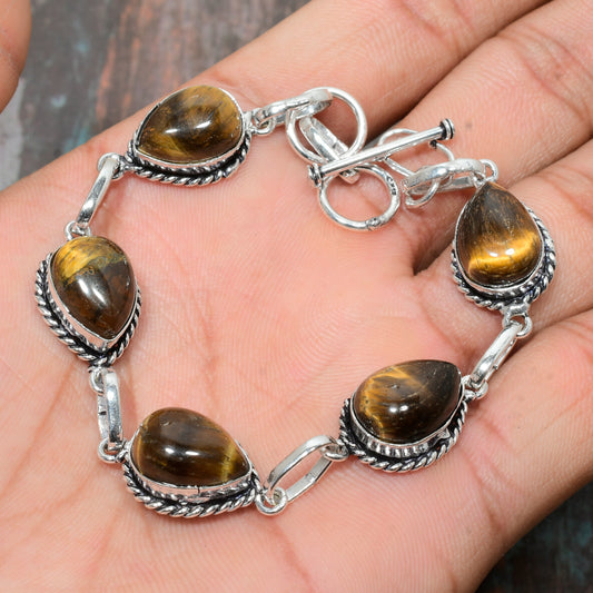 Steadfast Spirit – Tiger’s Eye Sterling Silver Bracelet