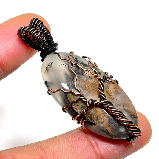Ember’s Embrace – Agate & Copper Pendant